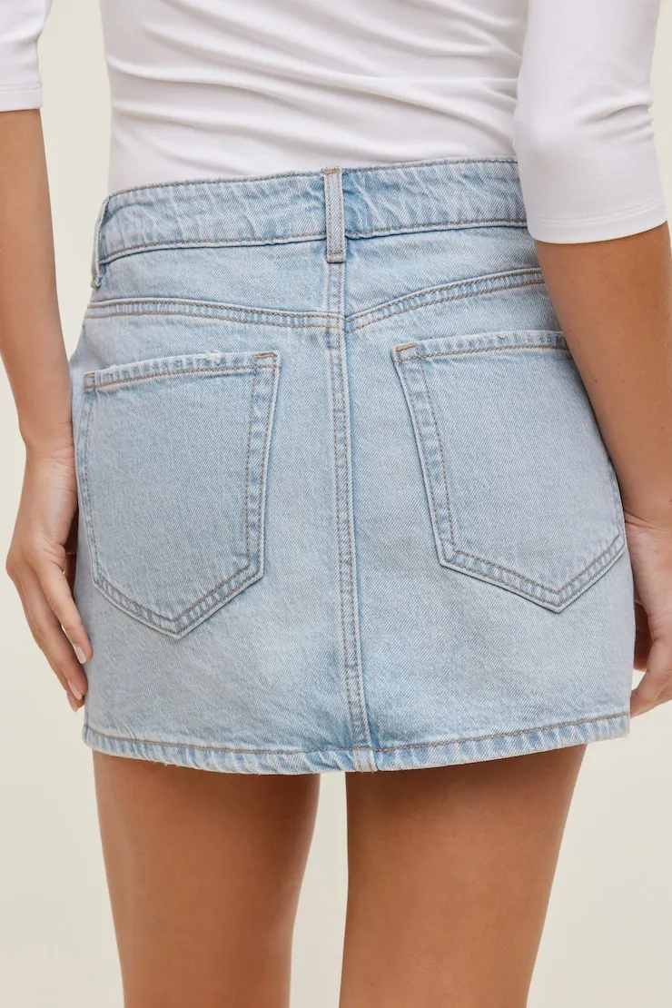 Gia Denim Mini Skort - Dynamite - Blue - Women Clothing sold by Dynamite product image thumbnail 4