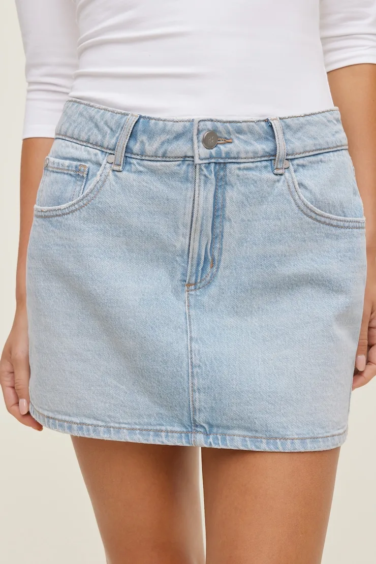 Gia Denim Mini Skort - Dynamite - Blue - Women Clothing sold by Dynamite product image thumbnail 5