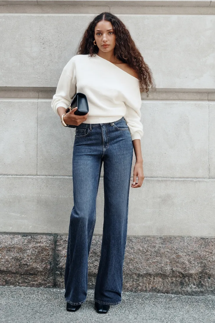 Heidi High Rise Wide Leg Jeans - Dynamite - Blue - Women Clothing sold by Dynamite