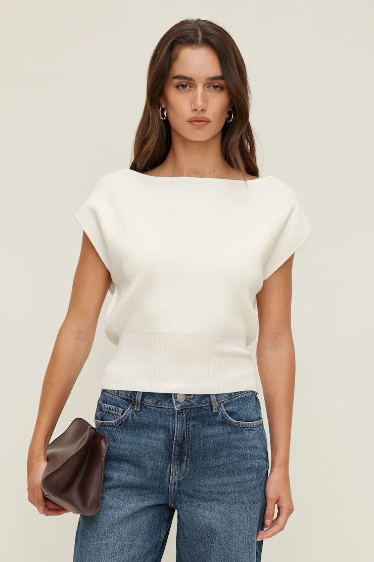 Aria Boat Neck Sweater - Dynamite - White - Women Clothing sold by Dynamite product image thumbnail 2