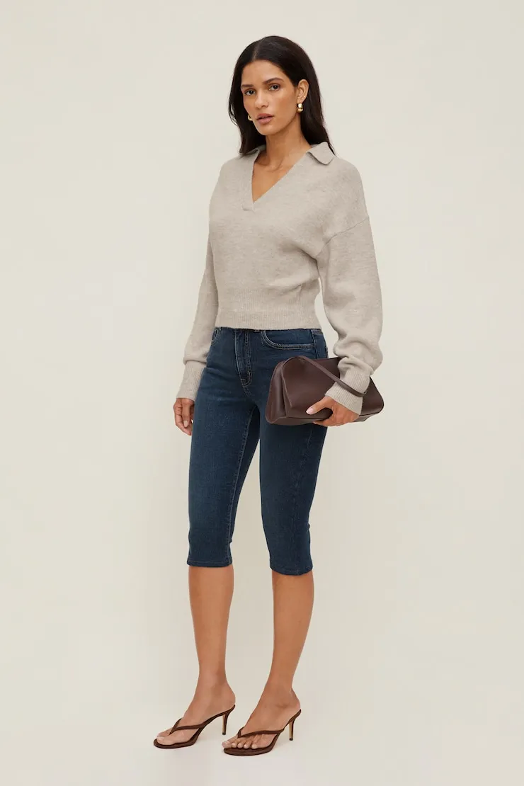 Audrey Cinched Polo Sweater - Dynamite - Greys - Women Clothing sold by Dynamite product image thumbnail 3