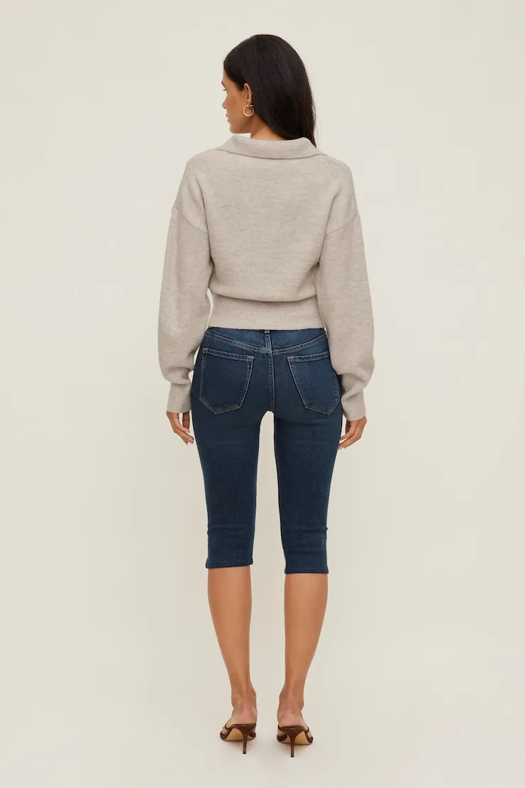 Audrey Cinched Polo Sweater - Dynamite - Greys - Women Clothing sold by Dynamite product image thumbnail 4