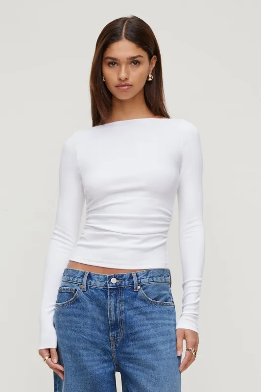Stella Long Sleeve T Shirt - Dynamite - White - Women Clothing made by Dynamite