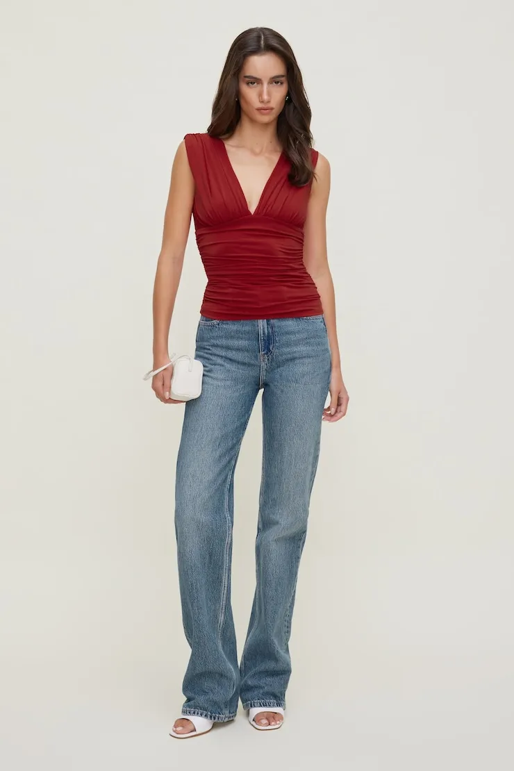 Sculpt Plunge Tank Top - Dynamite - Red - Women Clothing sold by Dynamite product image thumbnail 3