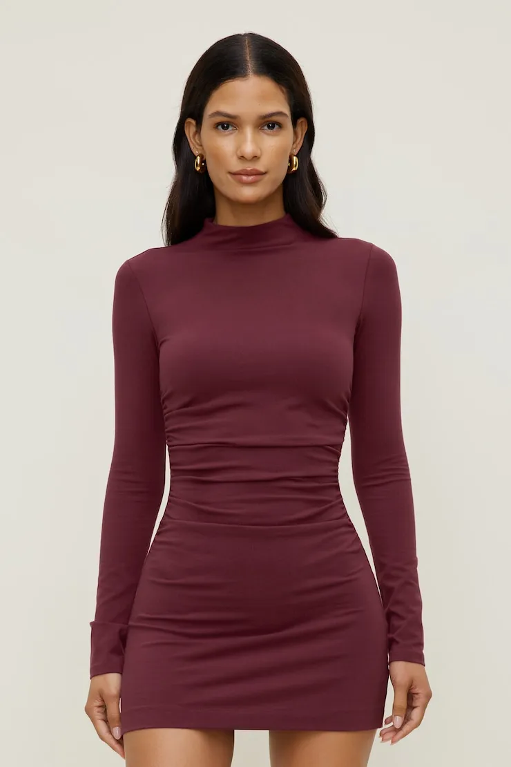 Katia Cotton Mini Dress - Dynamite - Burgundy - Women Clothing sold by Dynamite product image thumbnail 2