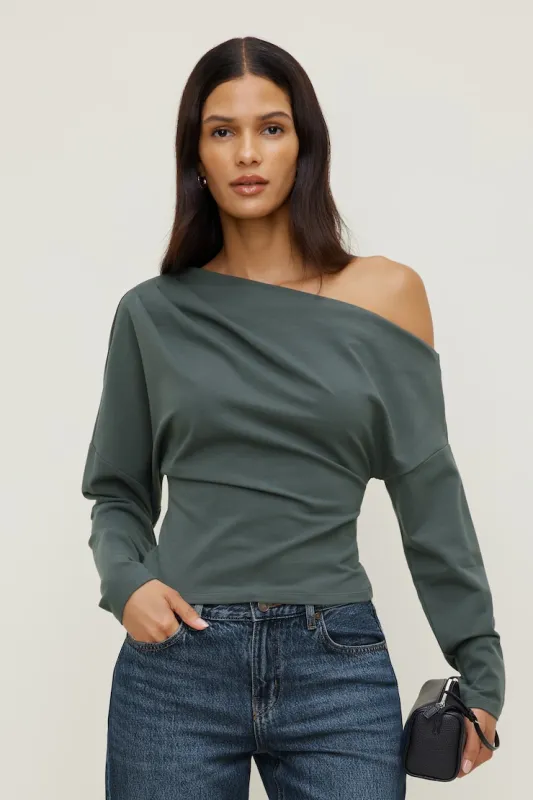 Alexa Long Sleeve T Shirt - Dynamite - Green - Women Clothing made by Dynamite