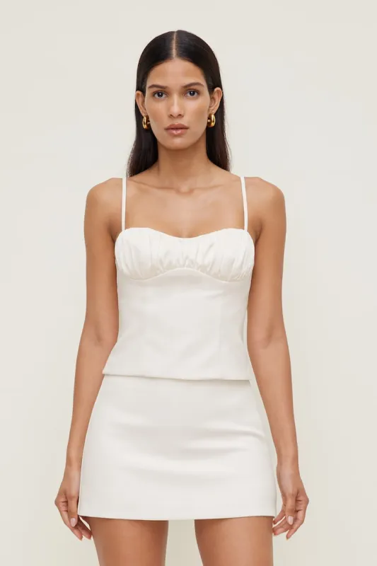 Satin Crepe Bustier Top - Dynamite - White - Women Clothing made by Dynamite