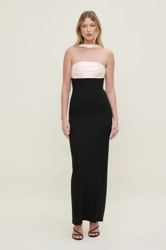 Crepe Halter Maxi Dress - Dynamite - Black - Women Clothing made by Dynamite