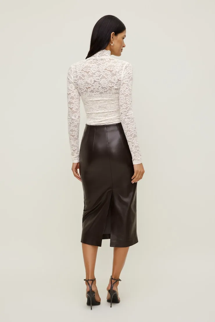 Lace Mock Neck Top - Dynamite - Beige - Women Clothing sold by Dynamite product image thumbnail 4