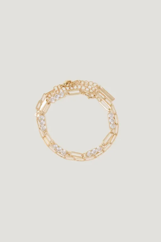 2-Pack Paperclip Chain Bracelets - Dynamite - White - Women Clothing made by Dynamite