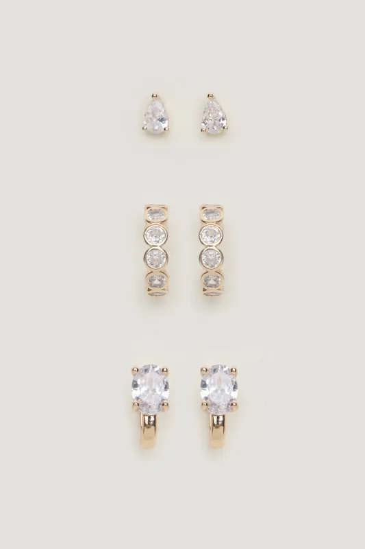 3-Pack Gem Earrings - Dynamite - Yellow - Women Clothing made by Dynamite
