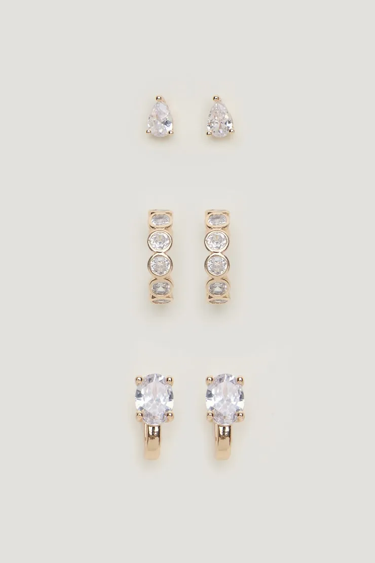 3-Pack Gem Earrings - Dynamite - Yellow - Women Clothing sold by Dynamite