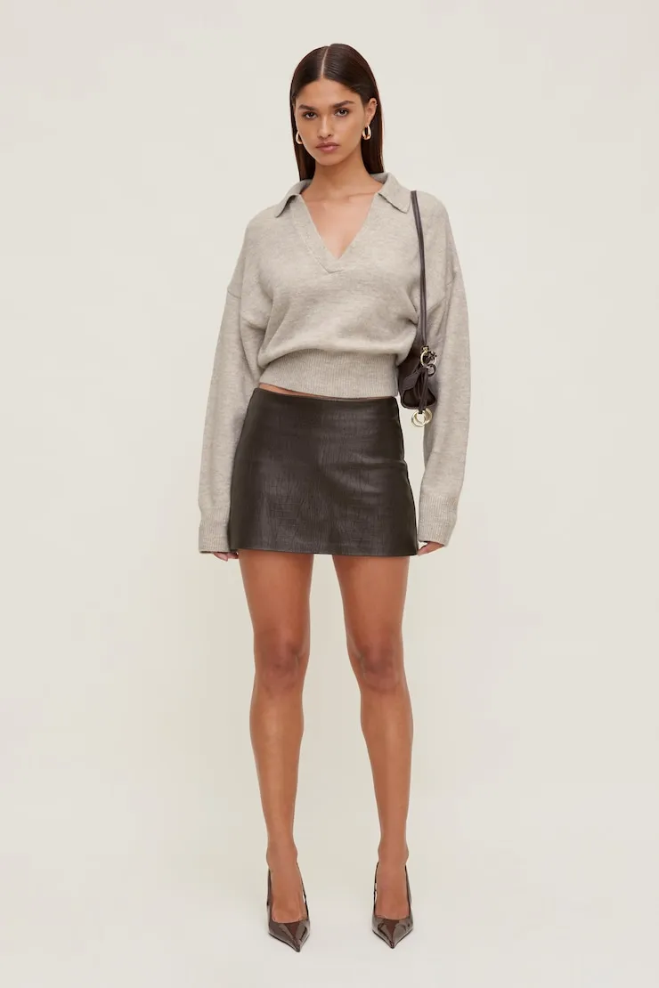Audrey Cinched Polo Sweater - Dynamite - Greys - Women Clothing sold by Dynamite product image thumbnail 4