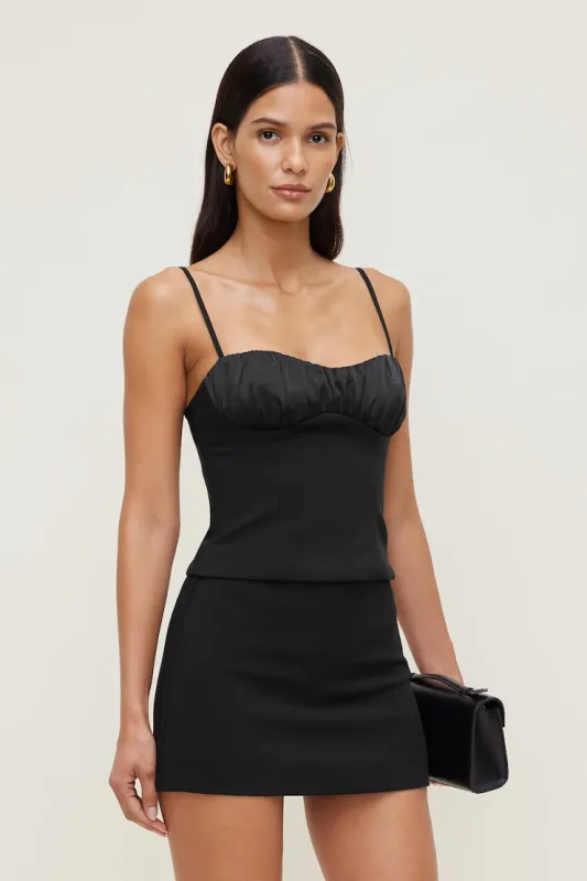 Satin Crepe Bustier Top - Dynamite - Black - Women Clothing made by Dynamite