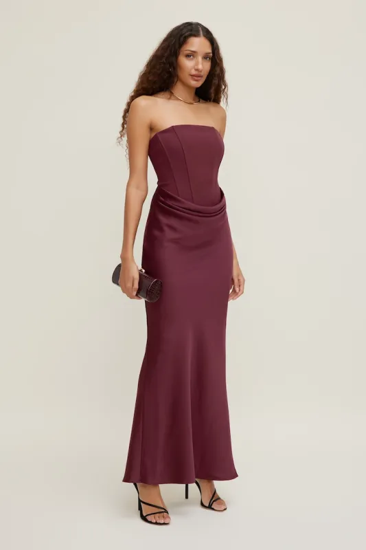 Blaire Corset Maxi Dress - Dynamite - Burgundy - Women Clothing made by Dynamite