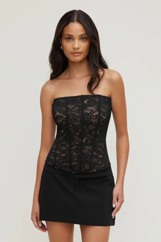 Lace Corset Top - Dynamite - Black - Women Clothing made by Dynamite