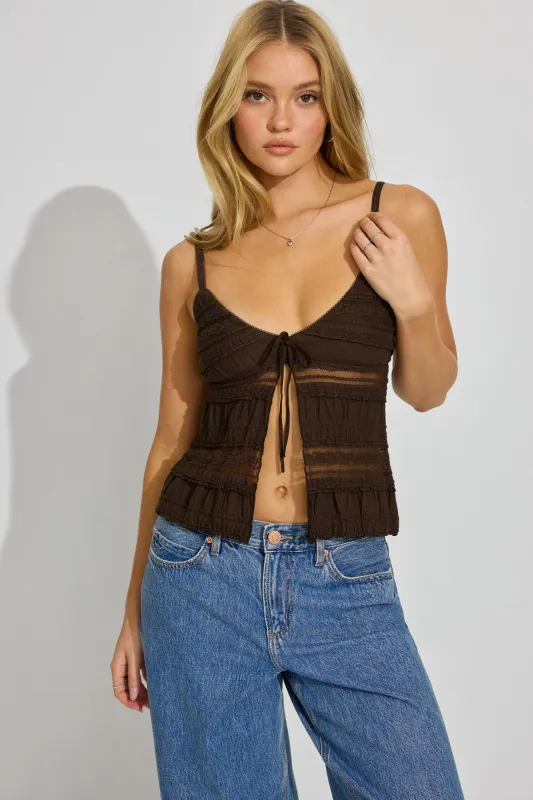 Resort Lace Flyaway Top sold by Garage