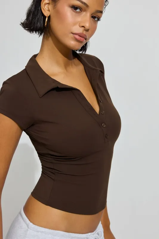 Sleek Short Sleeve Polo Top sold by Garage