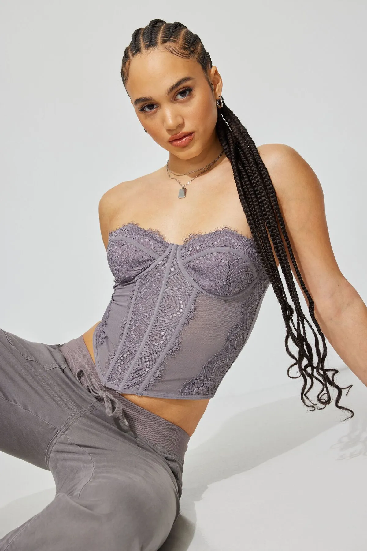 Chrishell Lace Mesh Bustier sold by Garage