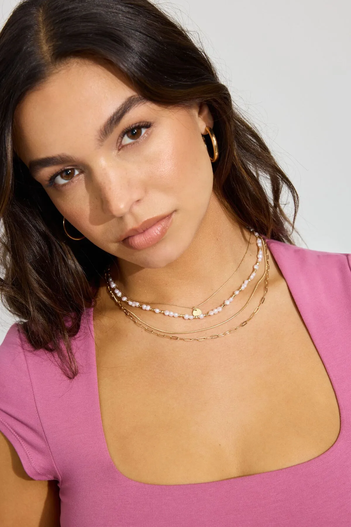 Set of 4 Pearl & Mini Medallion Necklaces sold by Garage