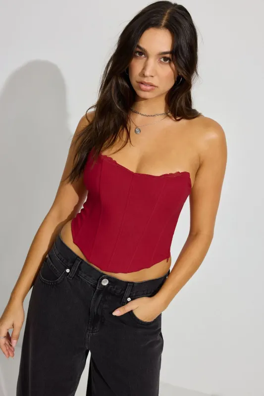 Lace Trim Strapless Bustier sold by Garage