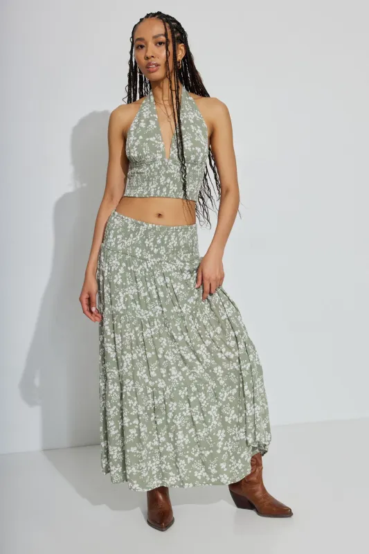 Eliana Smocked Peasant Midi Skirt sold by Garage