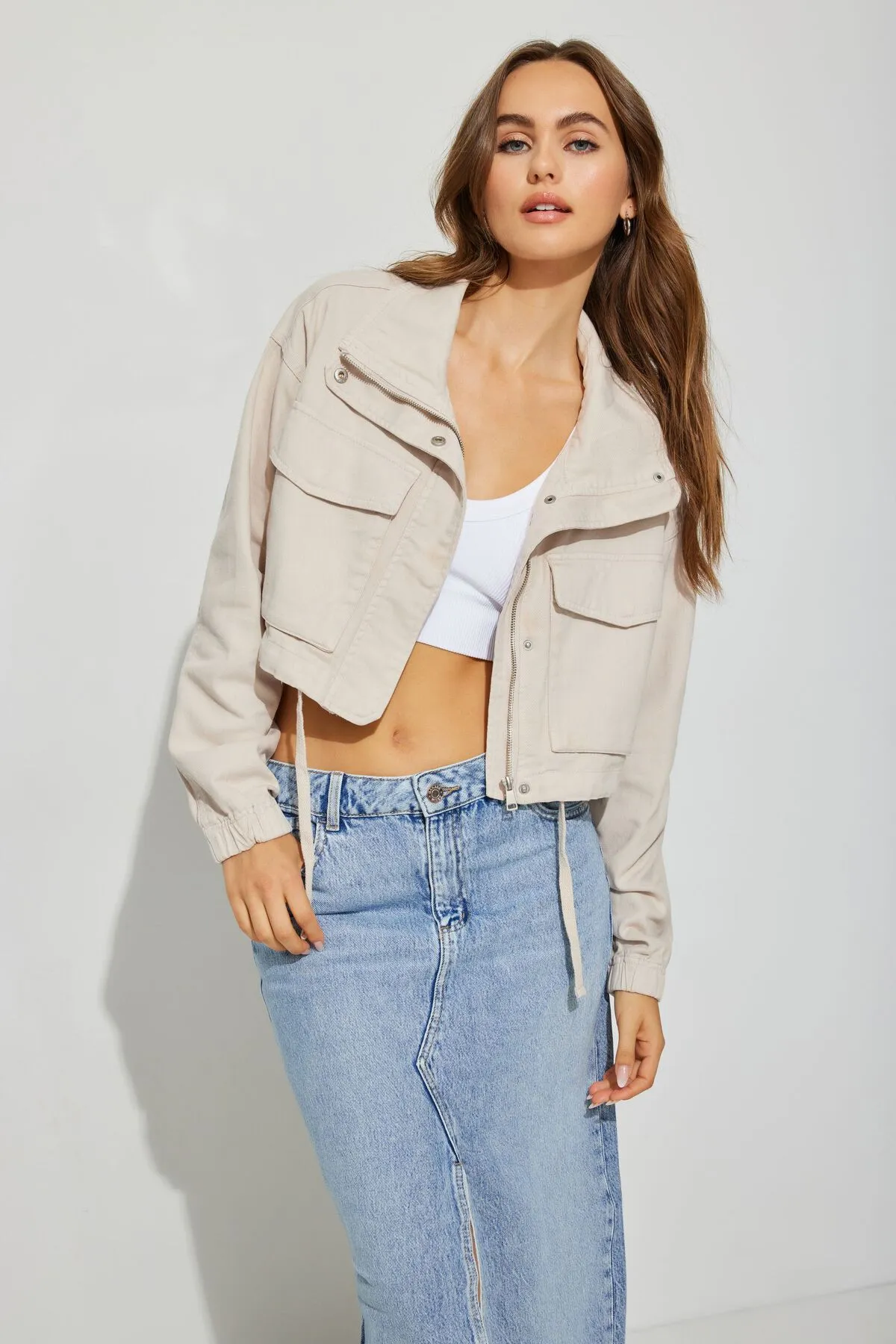 Cropped Utility Denim Jacket sold by Garage