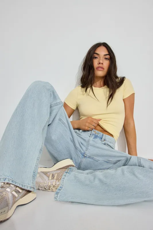 Rylee Ribbed Crewneck T Shirt sold by Garage