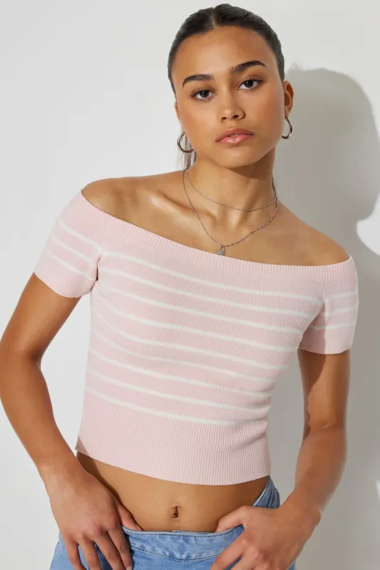 Short Sleeve Off Shoulder Sweater sold by Garage