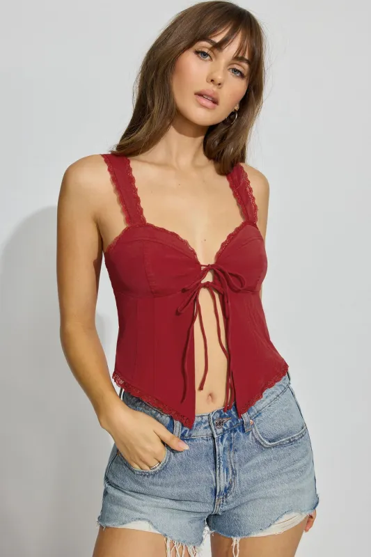 Lace Trim Flyaway Cami Top sold by Garage