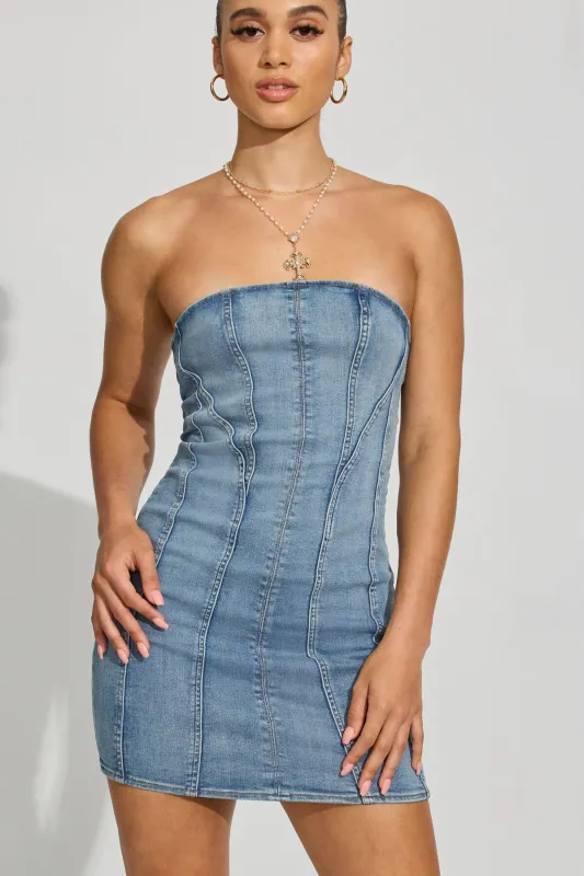 Denim Tube Dress sold by Garage
