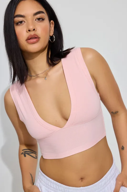 Plunge V-Neck Rib Tank Top sold by Garage