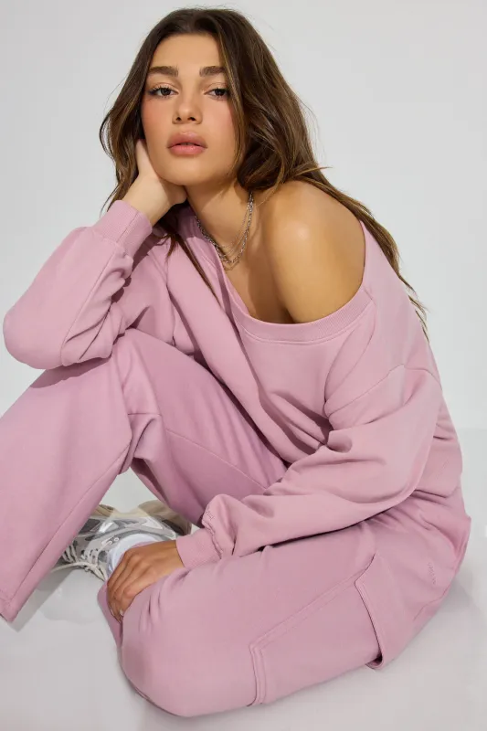 SoftTerry Boxy Off Shoulder Sweatshirt sold by Garage
