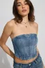 Denim Seamed Tube Top sold by Garage