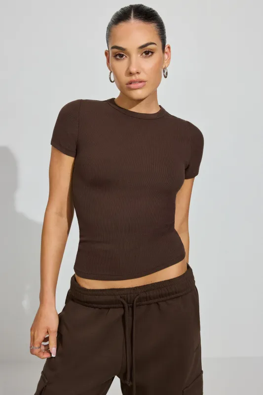 Rylee Ribbed Crewneck T Shirt sold by Garage