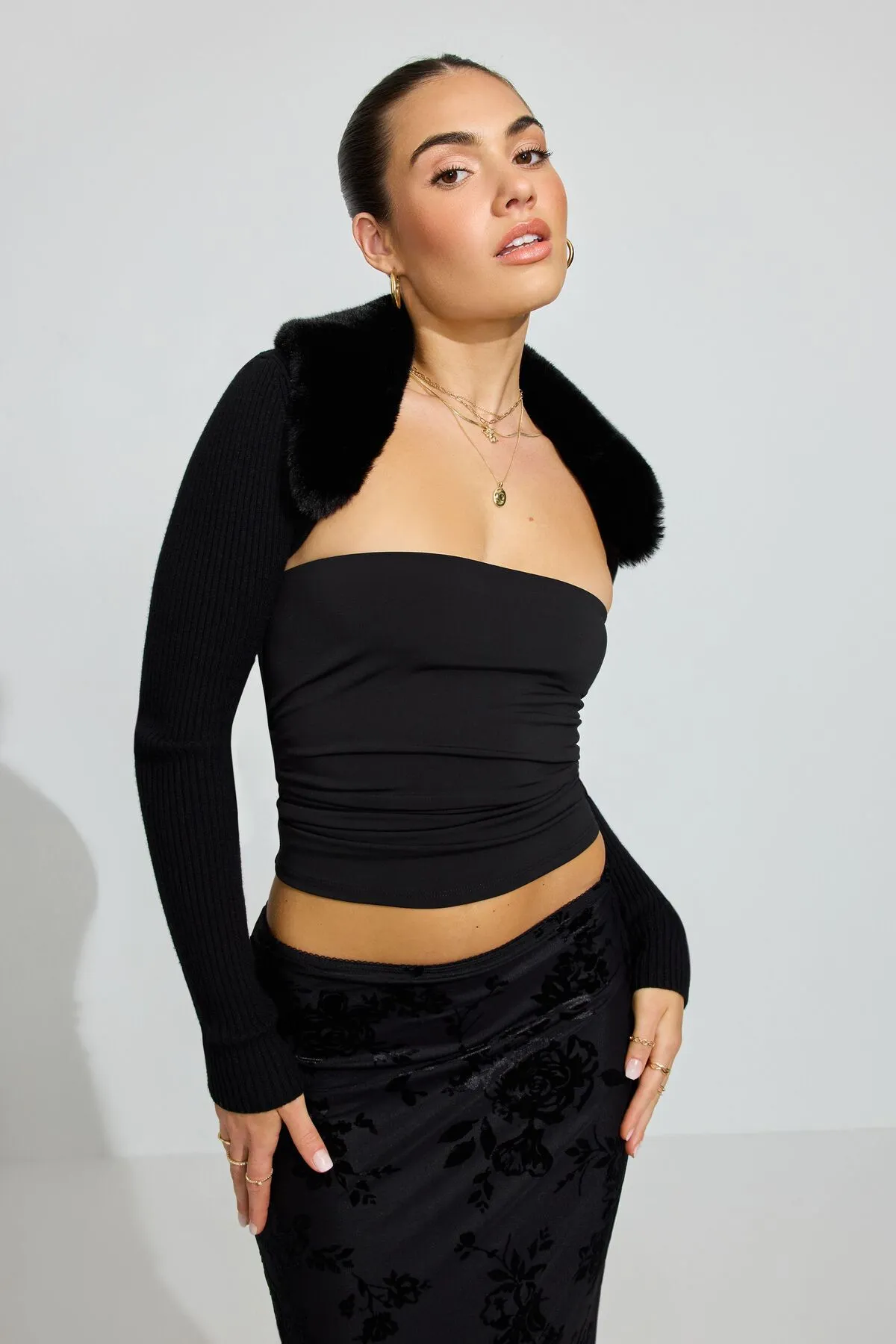 Faux Fur Shrug sold by Garage