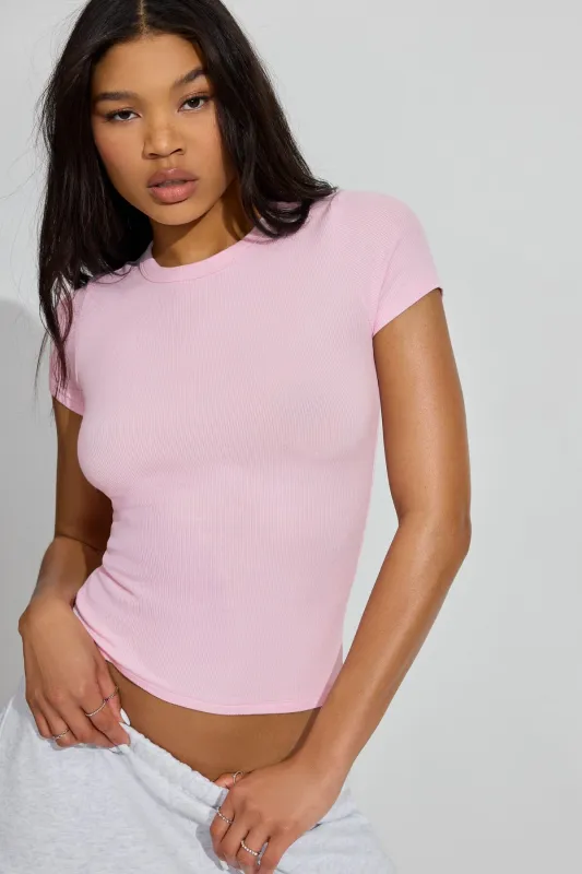 Rylee Ribbed Crewneck T Shirt sold by Garage