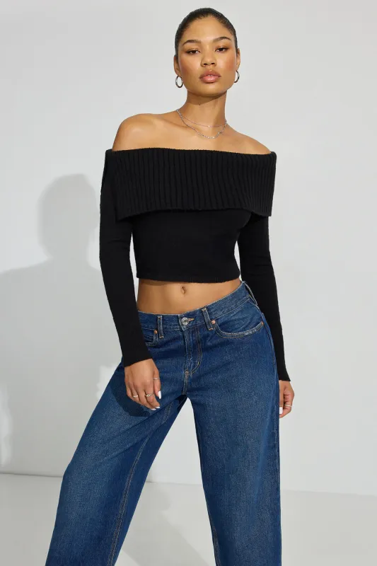 Spongy Off Shoulder Sweater sold by Garage