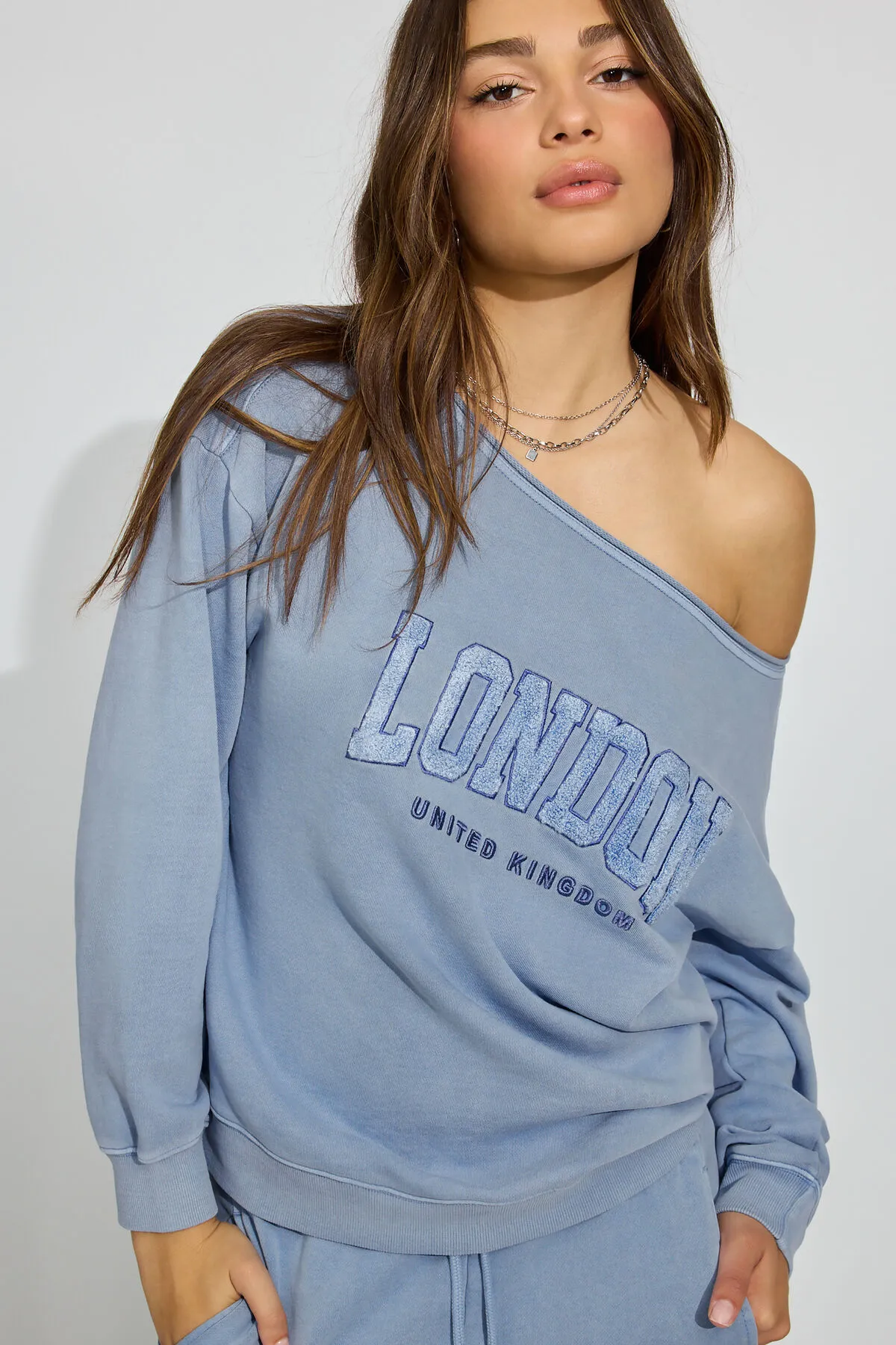 SoftTerry Off Shoulder Sweatshirt sold by Garage