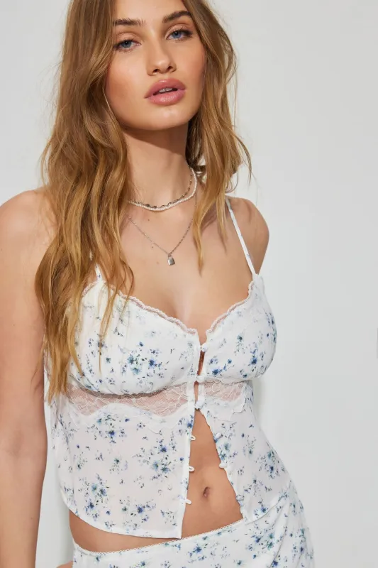 Lace Trim Button Up Cami sold by Garage