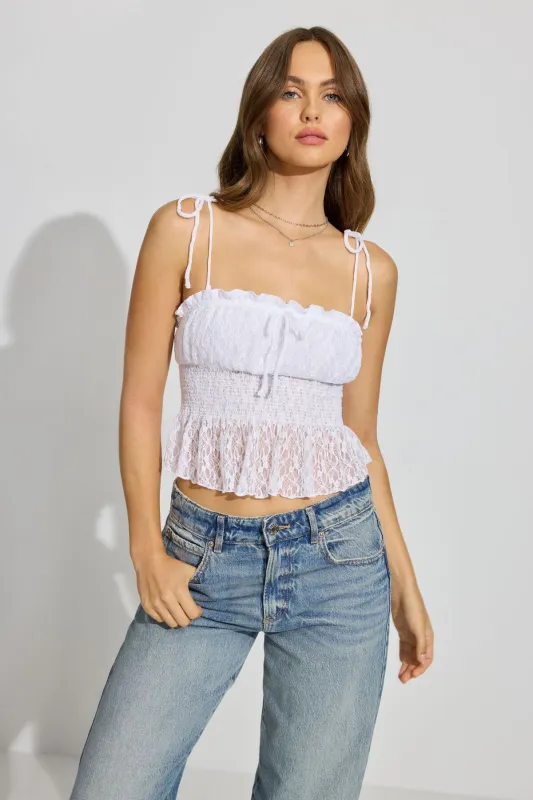 Smocked Lace Cami Top sold by Garage