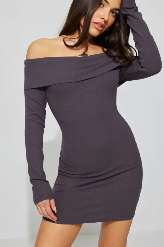 Off Shoulder Long Sleeve Mini Dress sold by Garage