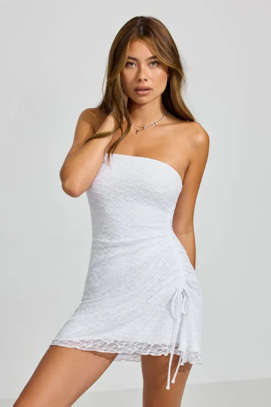 Asymmetric Lace Mini Dress sold by Garage