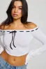 Off Shoulder Drawstring Top sold by Garage