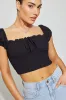 Bree Smocked Short Sleeve Top sold by Garage