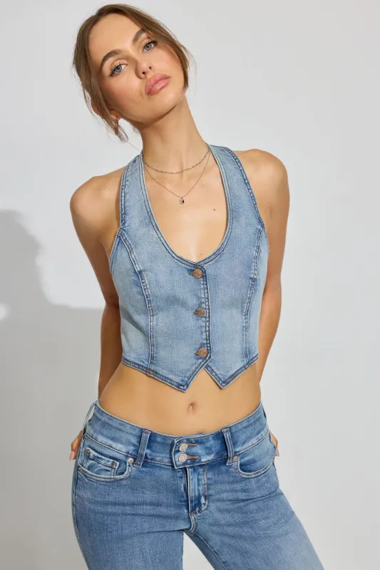 Denim Halter Vest sold by Garage