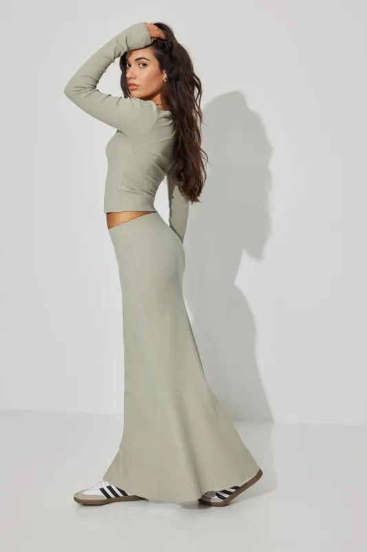 Rib Knit Tulip Maxi Skirt sold by Garage