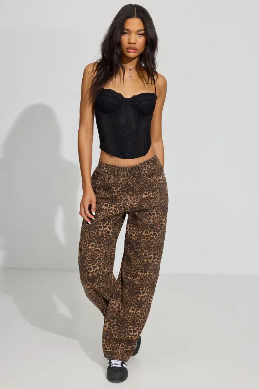 Leopard Low Rise Baggy Pants sold by Garage