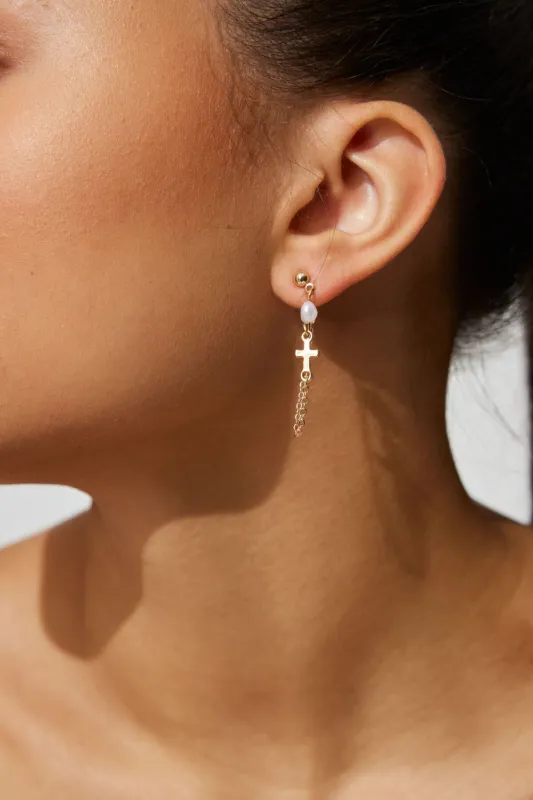 3-Pack Cross Pearl Loop Hoop Earrings sold by Garage