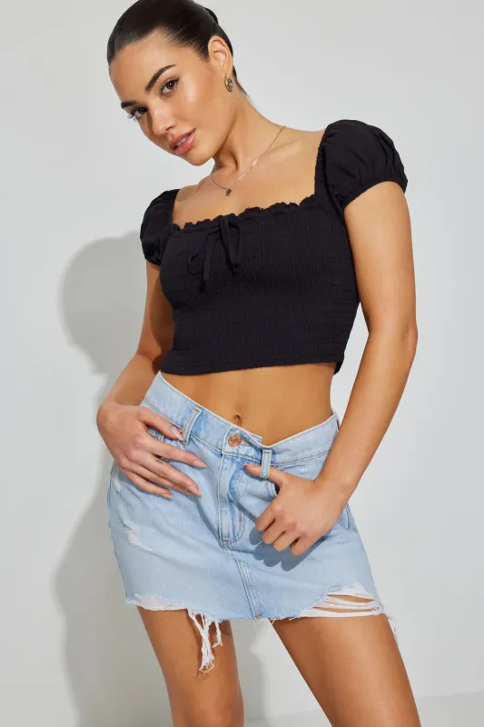 High Rise Denim Skirt sold by Garage